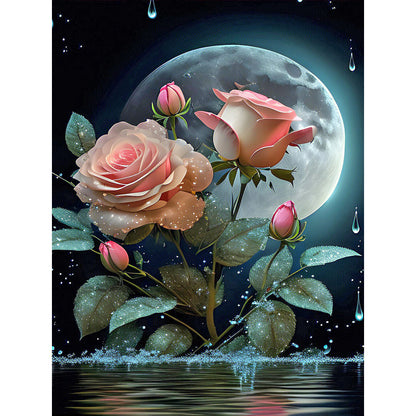Moonlight Rose - Full Round Drill Diamond Painting 30*40CM