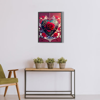 Rose Love Spider Web - Full Round Drill Diamond Painting 30*40CM