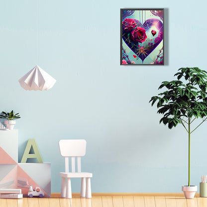 Rose Love Spider Web - Full Round Drill Diamond Painting 30*40CM
