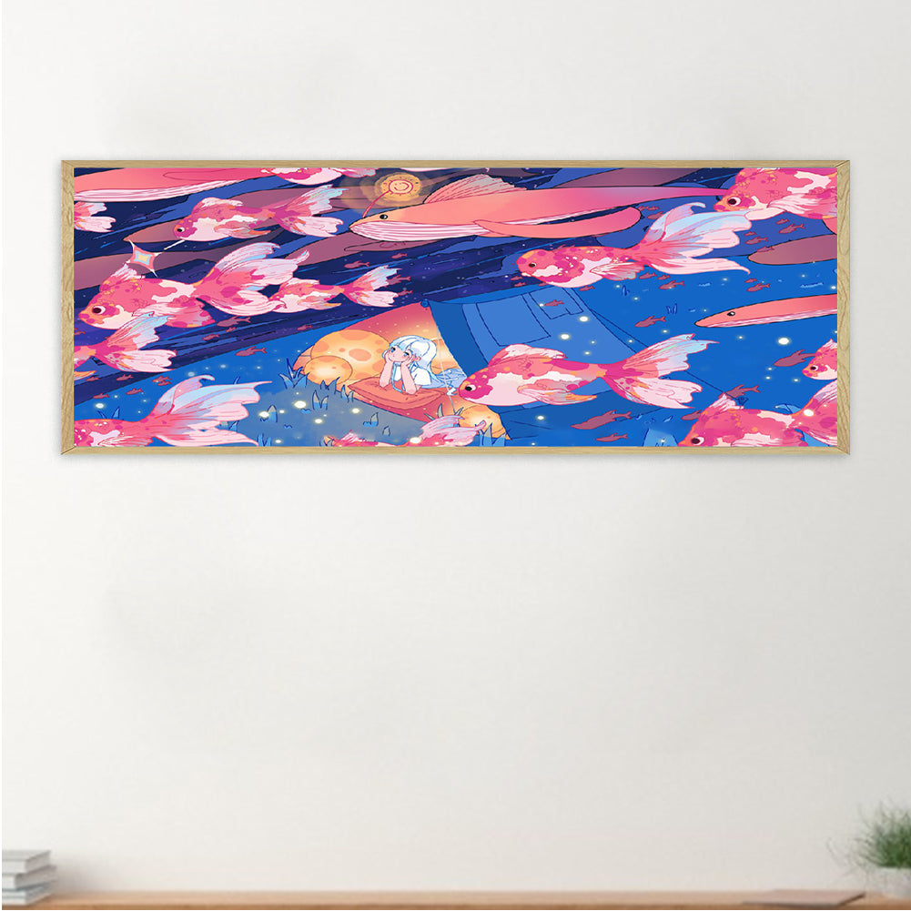 Sky Flying Fish - Full Round Drill Diamond Painting 70*30CM