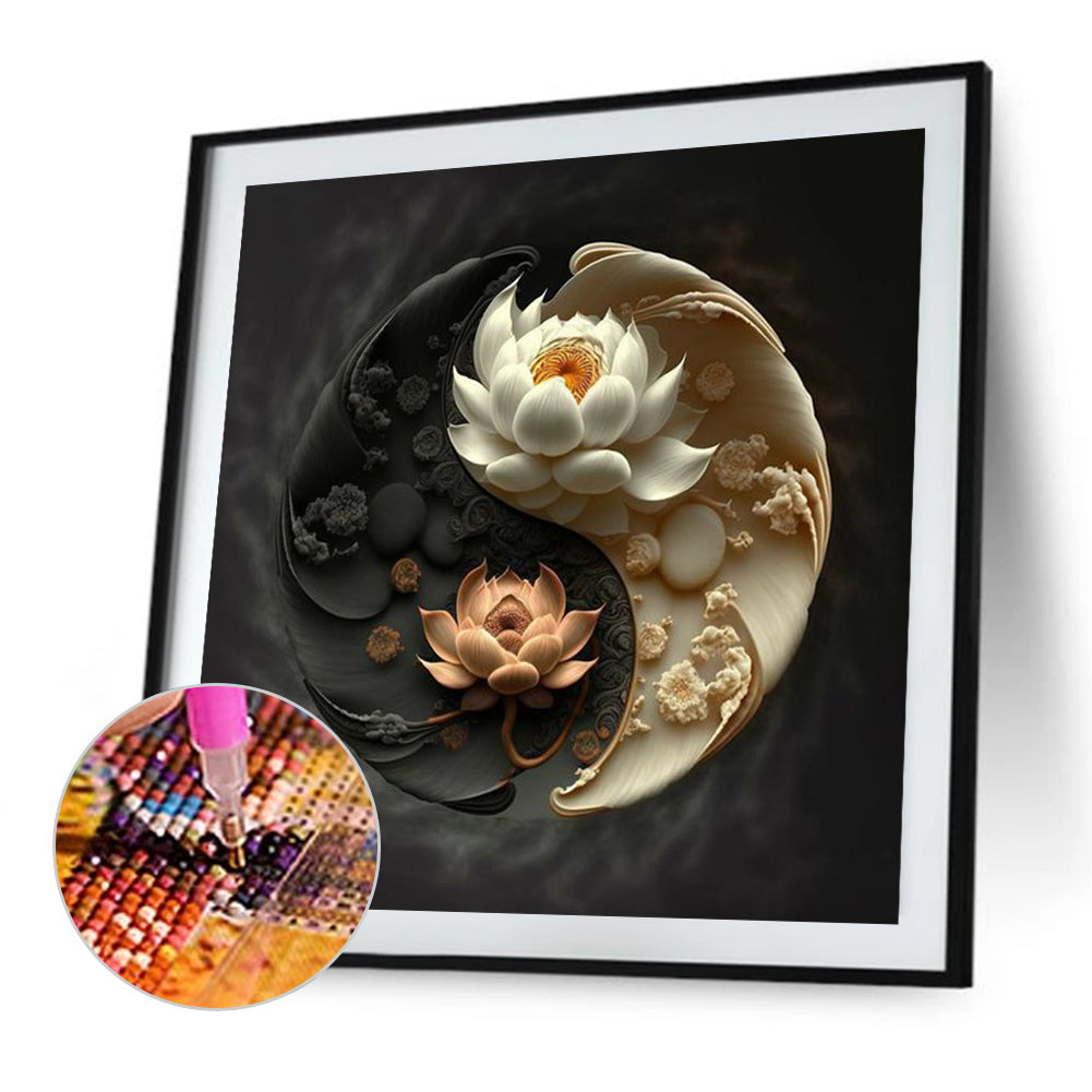 Lotus Yin Yang Diagram - Full Round Drill Diamond Painting 30*30CM