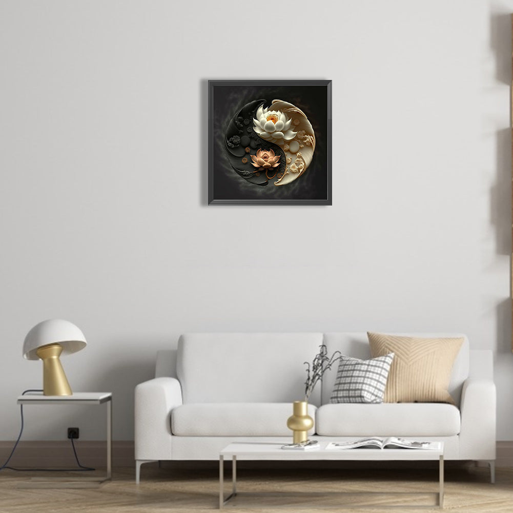 Lotus Yin Yang Diagram - Full Round Drill Diamond Painting 30*30CM