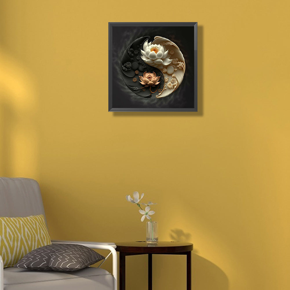 Lotus Yin Yang Diagram - Full Round Drill Diamond Painting 30*30CM