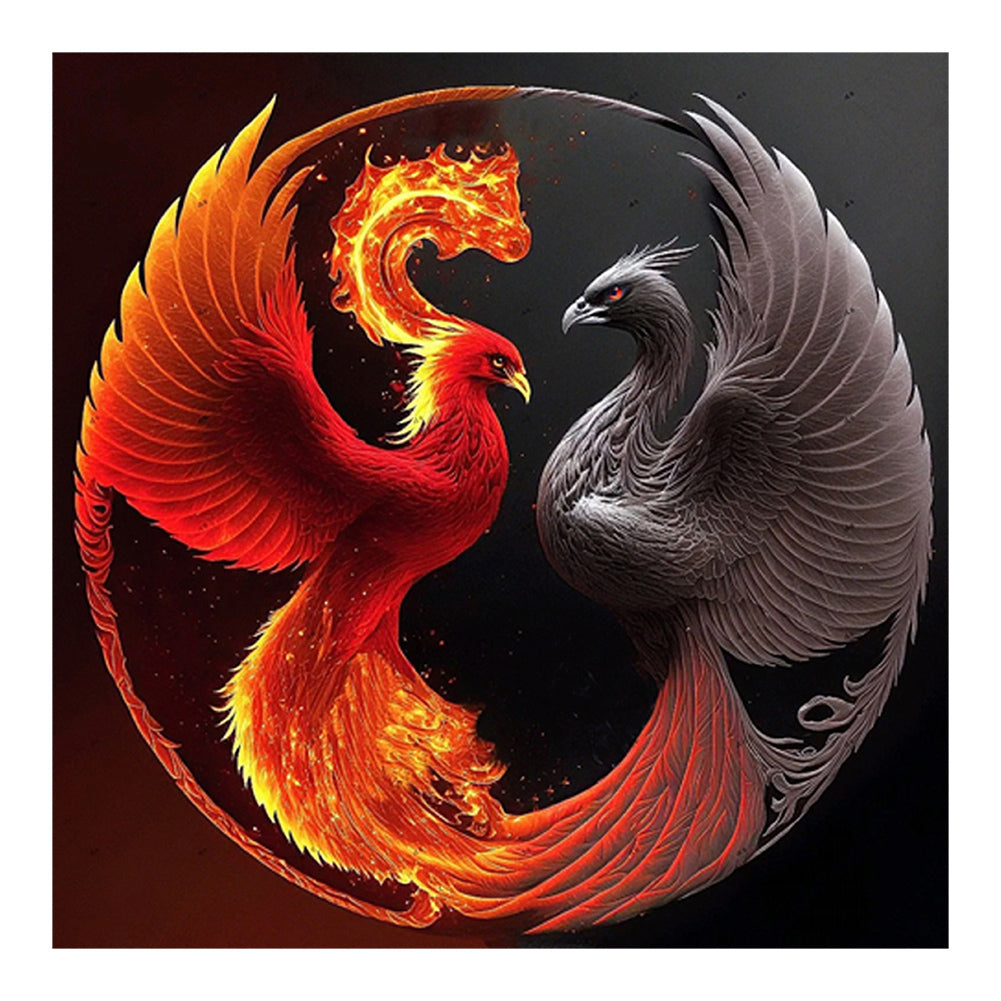 Phoenix Yin And Yang Diagram - Full Round Drill Diamond Painting 30*30CM