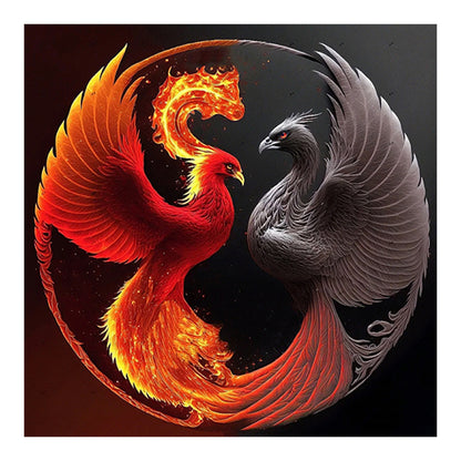 Phoenix Yin And Yang Diagram - Full Round Drill Diamond Painting 30*30CM