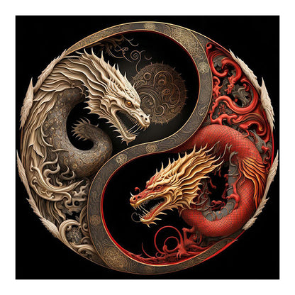 Dragon Yin Yang Diagram - Full Round Drill Diamond Painting 35*35CM