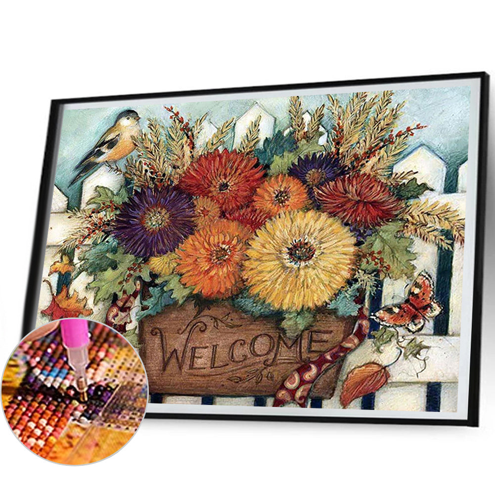 Flowers - Full Square Drill Diamond Painting 50*60CM
