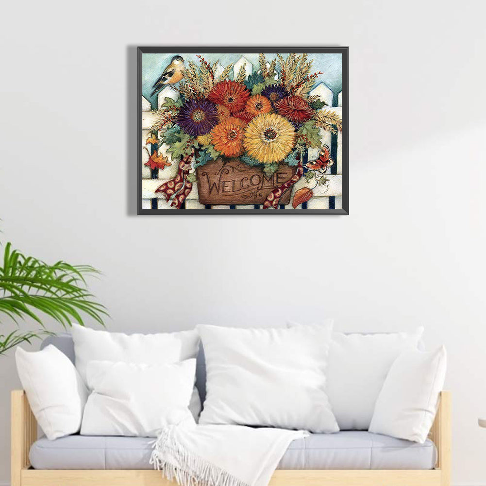 Flowers - Full Square Drill Diamond Painting 50*60CM