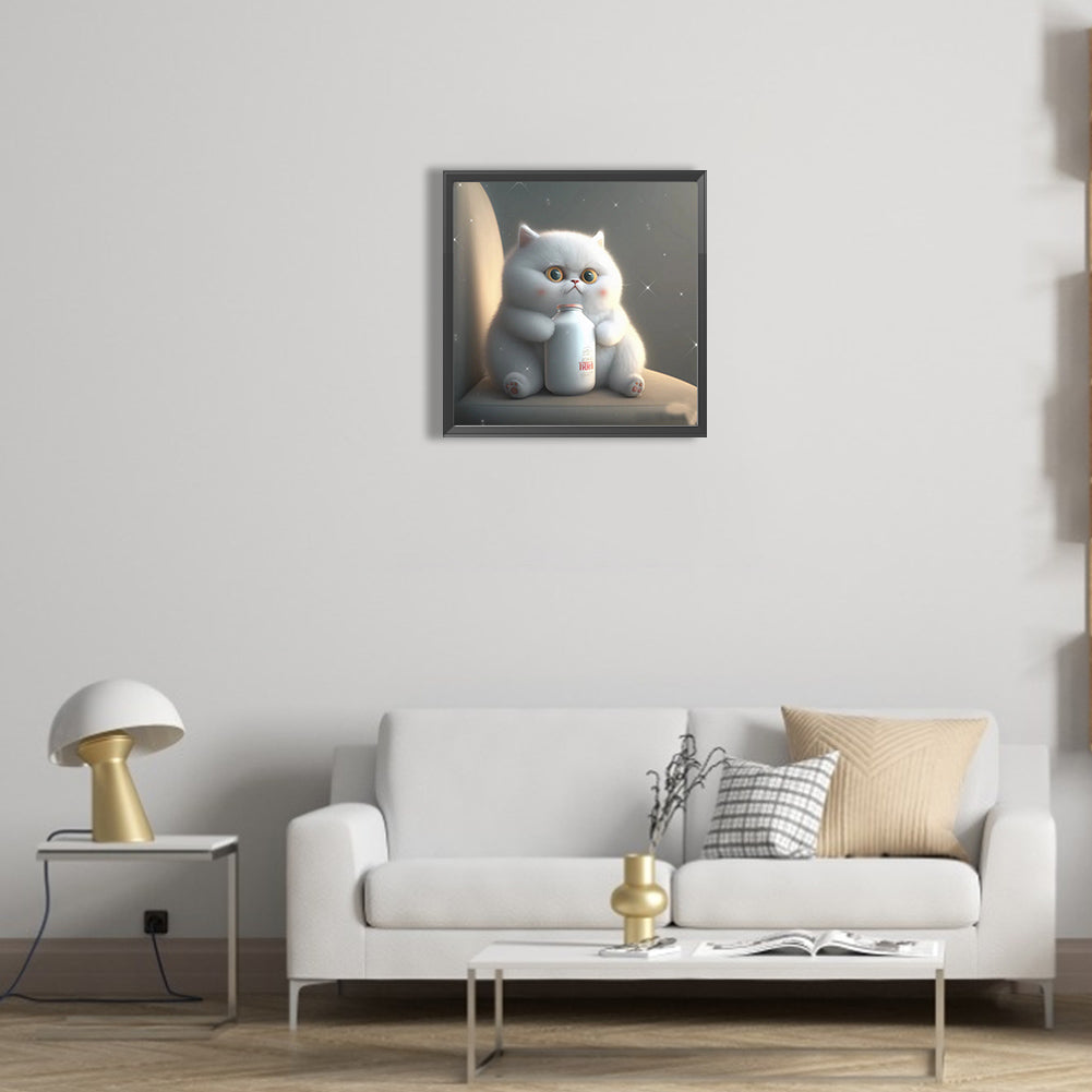 Happy Little Fat Cat - Full Round Drill Diamond Painting 30*30CM