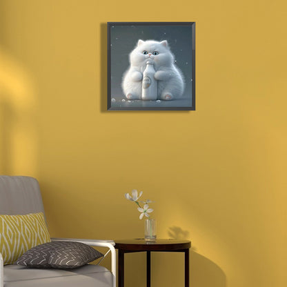 Happy Little Fat Cat - Full Round Drill Diamond Painting 30*30CM