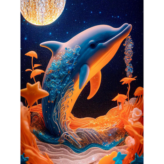 Dolphin Relief Painting - Full Round Drill Diamond Painting 30*40CM