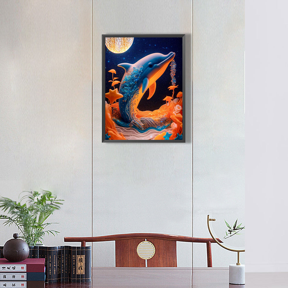 Dolphin Relief Painting - Full Round Drill Diamond Painting 30*40CM