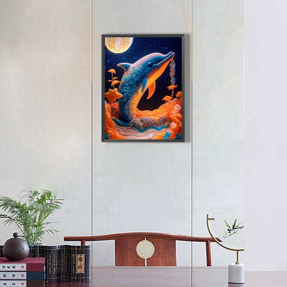 Dolphin Relief Painting - Full Round Drill Diamond Painting 30*40CM