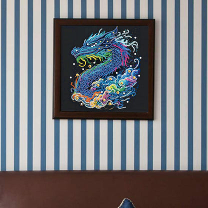Colorful Chinese Dragon - Special Shaped Drill Diamond Painting 30*30CM