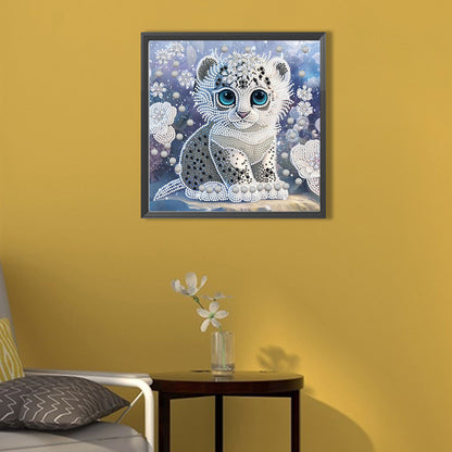 Jeweled Little White Tiger - Special Shaped Drill Diamond Painting 30*30CM