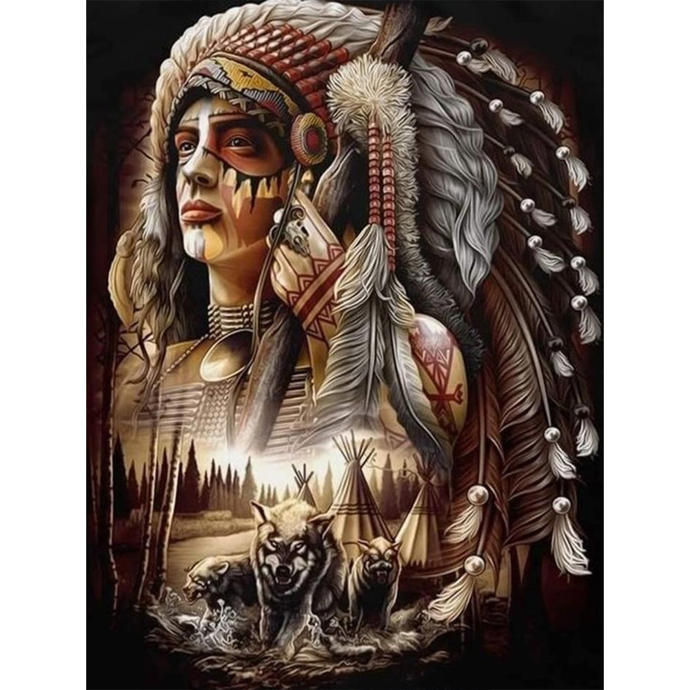 Indians - Full Round Drill Diamond Painting 30*40CM