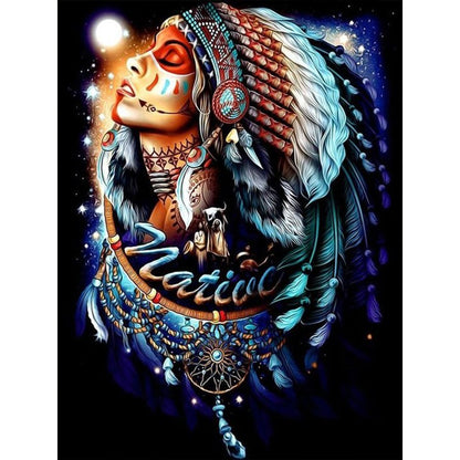 Indians - Full Round Drill Diamond Painting 30*40CM