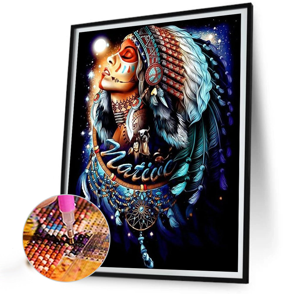 Indians - Full Round Drill Diamond Painting 30*40CM