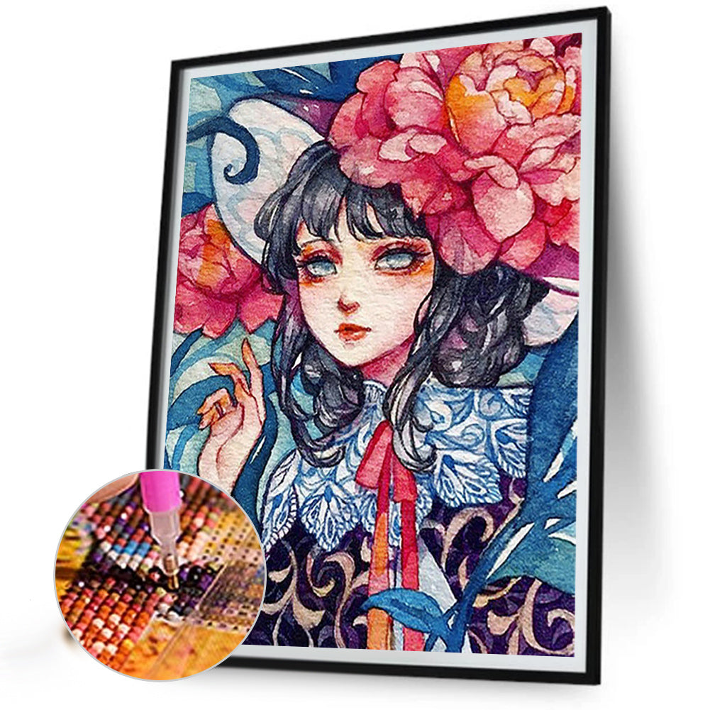 Anime Girl - Full Round Drill Diamond Painting 30*40CM