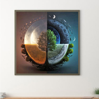 Seasonal Change Chart Of The Sun And The Moon - Full Round Drill Diamond Painting 40*40CM