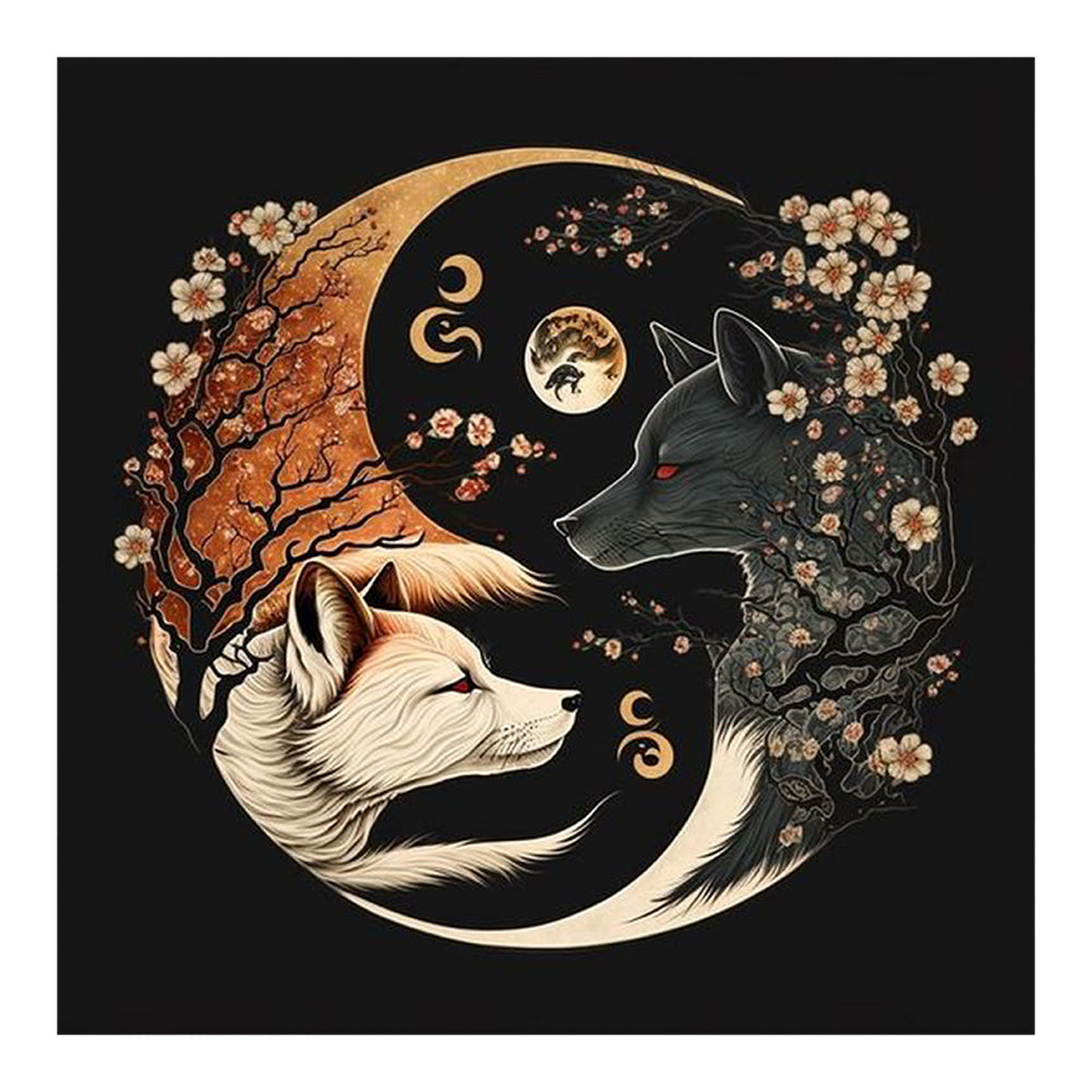 Yin And Yang Of Plum Blossom Wolf 30*30Ccm(canvas) full round drill diamond painting