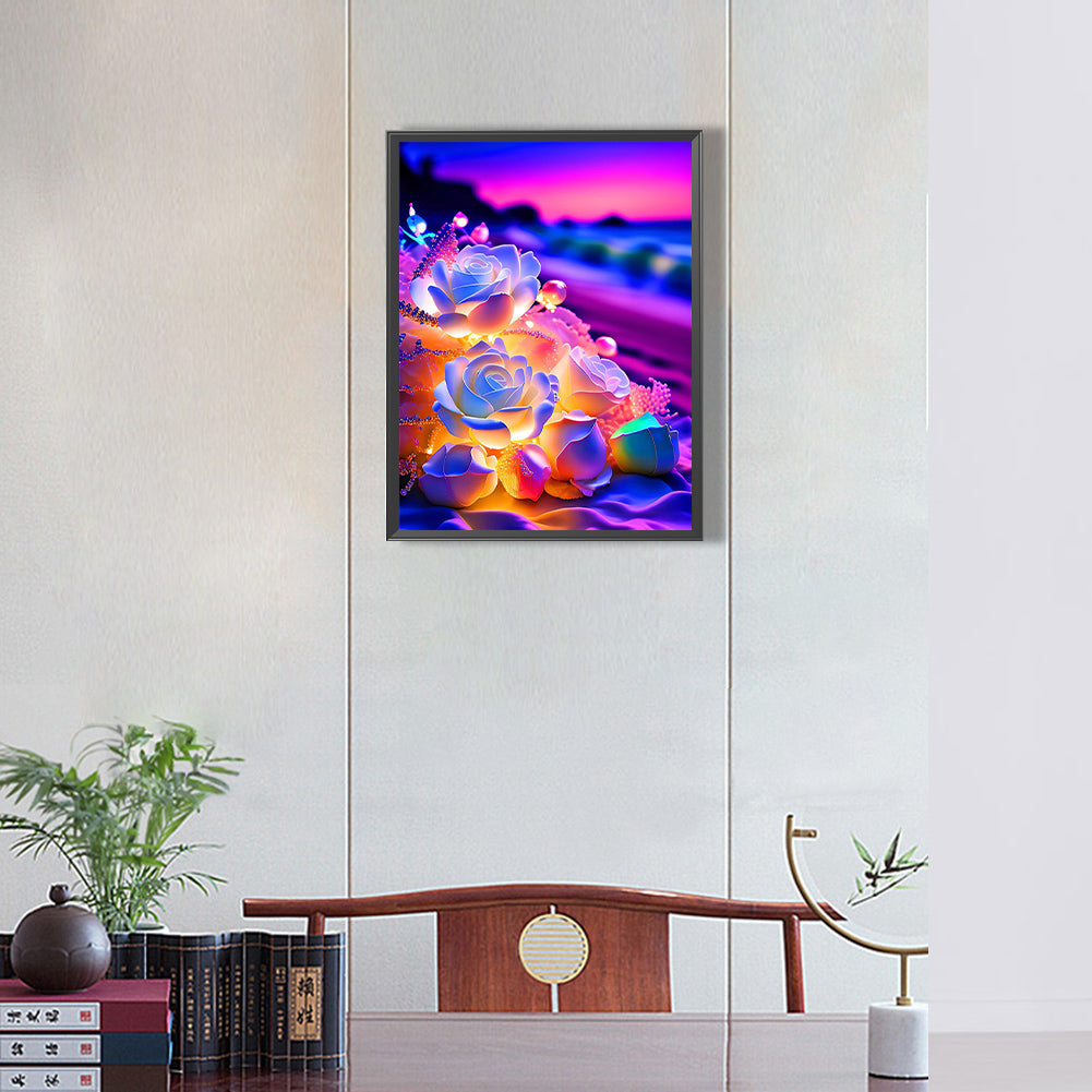 Seaside Crystal Rose 30*40Ccm(canvas) full round drill diamond painting