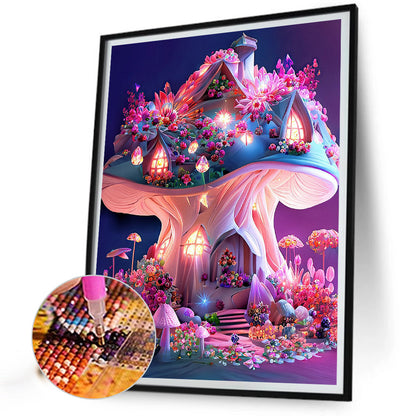 Dream Mushroom House 30*40Ccm(canvas) full round drill diamond painting