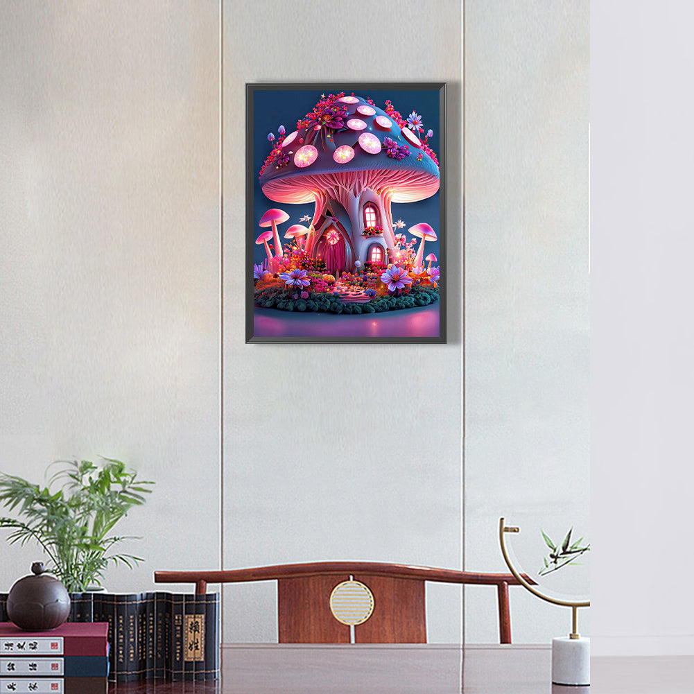 Dream Mushroom House 30*40Ccm(canvas) full round drill diamond painting