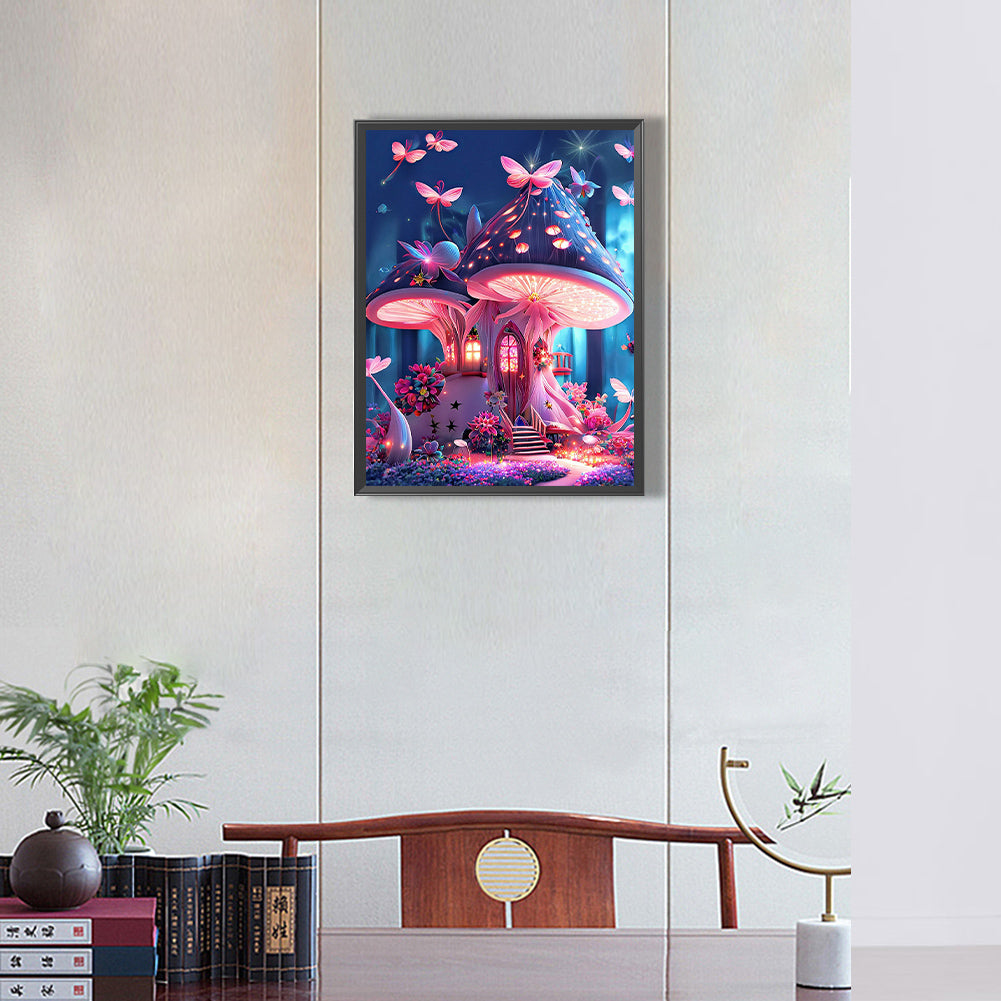 Dream Mushroom House 30*40Ccm(canvas) full round drill diamond painting