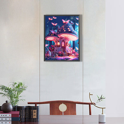 Dream Mushroom House 30*40Ccm(canvas) full round drill diamond painting