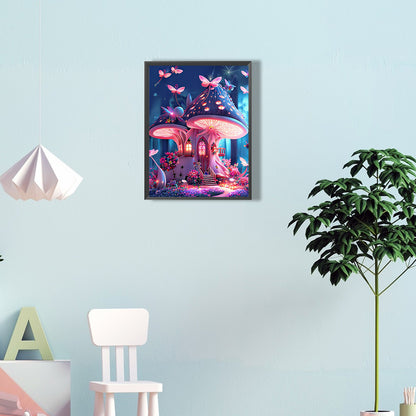 Dream Mushroom House 30*40Ccm(canvas) full round drill diamond painting
