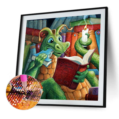 Dinosaur Who Loves To Learn-O630*30cm(canvas) full-round drill diamond painting