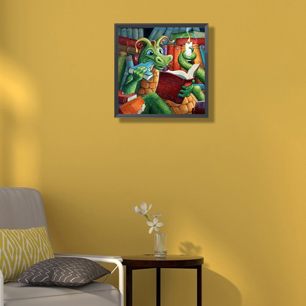 Dinosaur Who Loves To Learn-O630*30cm(canvas) full-round drill diamond painting