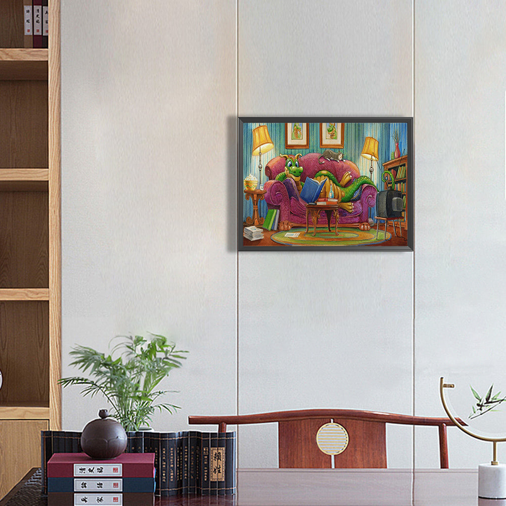 Green Dinosaur-O640*30cm(canvas) full-round drill diamond painting