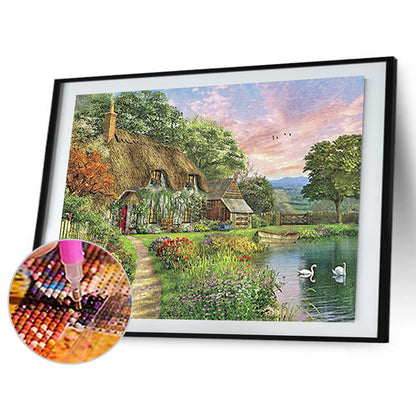 Mountain Village 50*40Ccm(canvas) full round drill diamond painting