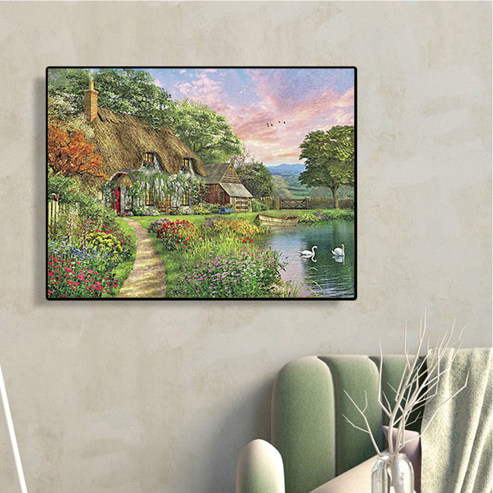 Mountain Village 50*40Ccm(canvas) full round drill diamond painting