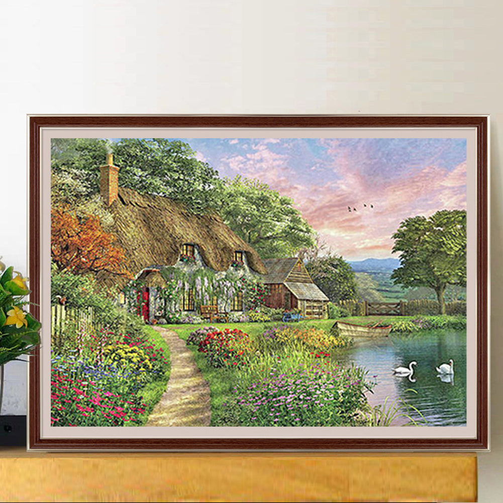 Mountain Village 50*40Ccm(canvas) full round drill diamond painting