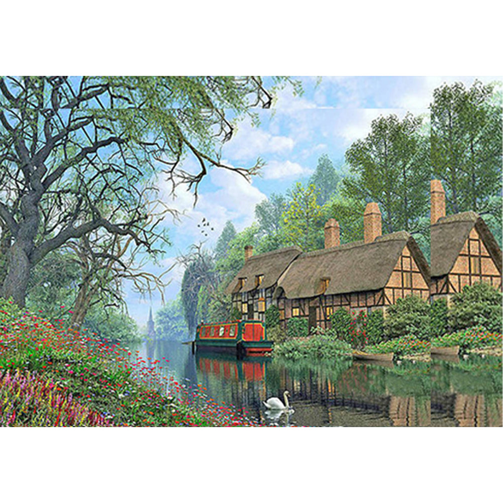 Mountain Village 50*40Ccm(canvas) full round drill diamond painting