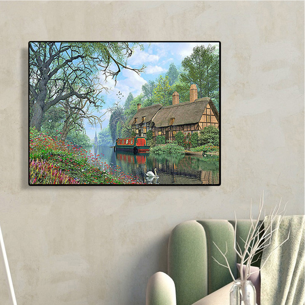 Mountain Village 50*40Ccm(canvas) full round drill diamond painting