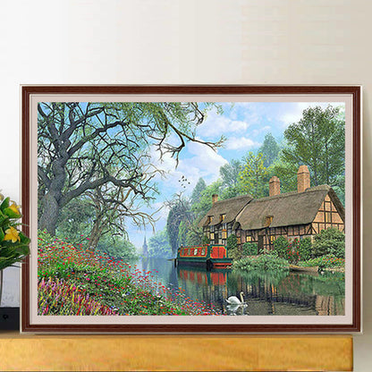 Mountain Village 50*40Ccm(canvas) full round drill diamond painting