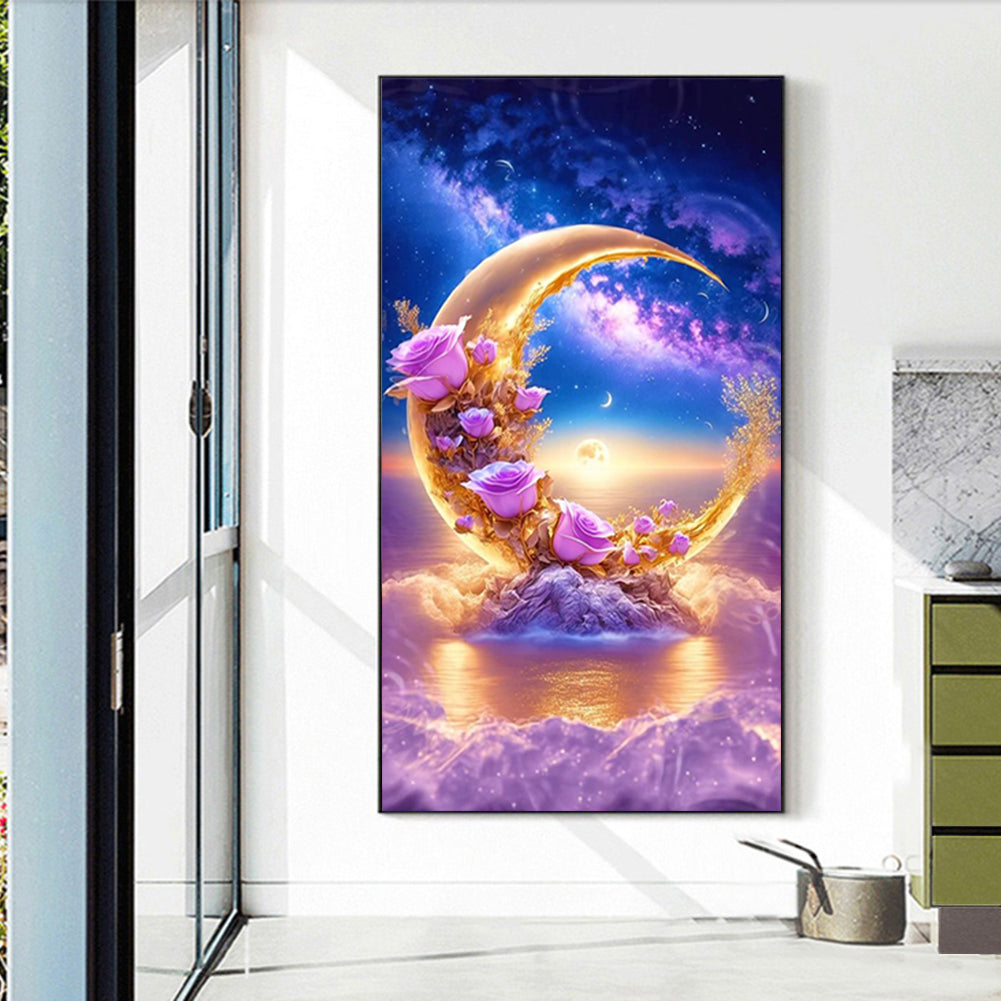 Beach Moon Rose 40*70Ccm(canvas) full round drill diamond painting