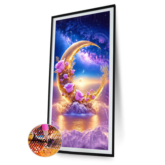 Sea Moon Rose - Full Square Drill Diamond Painting 40*70CM