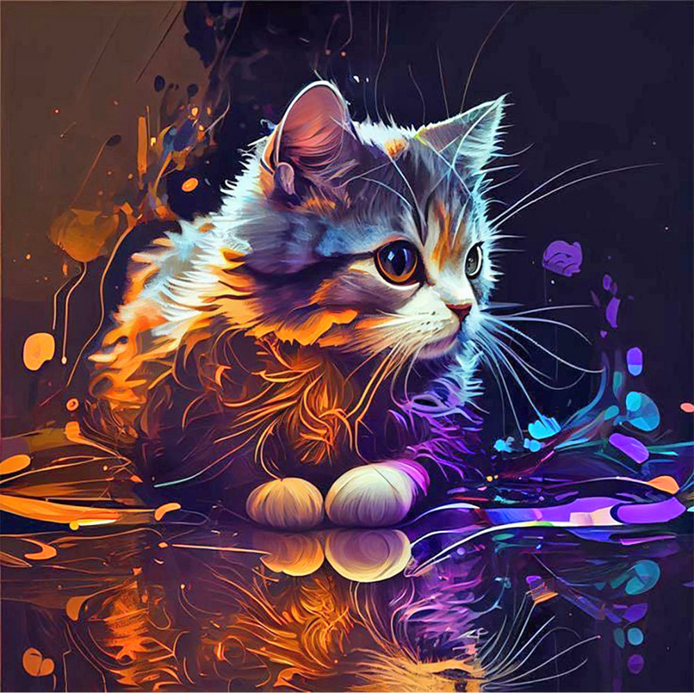 Colorful Kitten 30*30Ccm(canvas) full round drill diamond painting