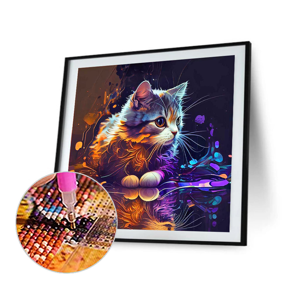 Colorful Kitten 30*30Ccm(canvas) full round drill diamond painting