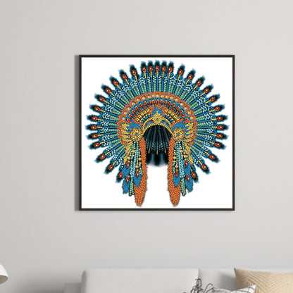 Native American War Hat-O630*30cm(canvas) -special shaped drill diamond painting