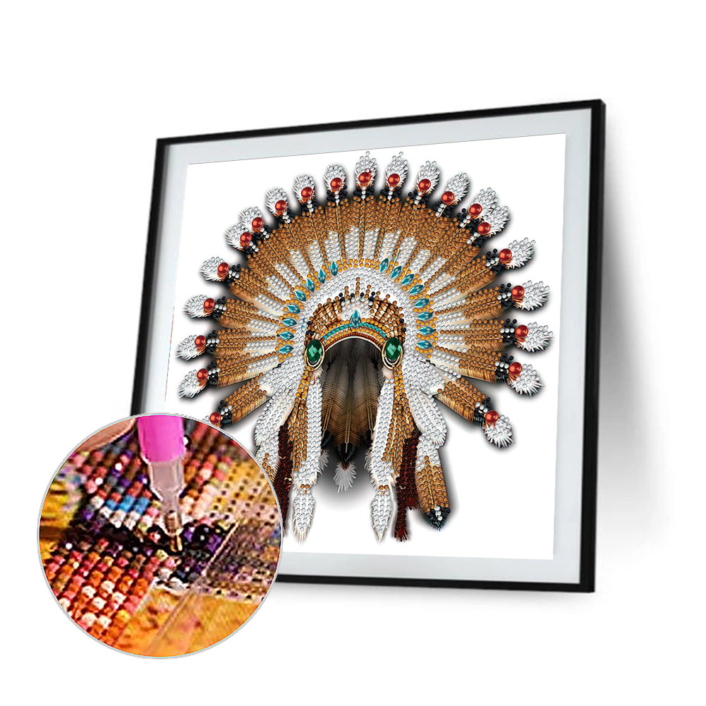 Native American War Hat - Special Shaped Drill Diamond Painting 30*30CM