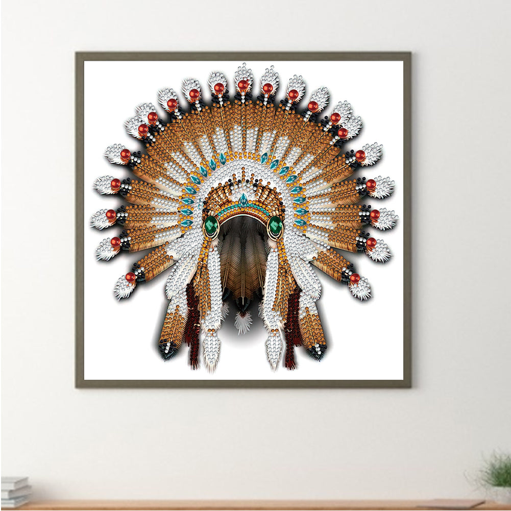 Native American War Hat - Special Shaped Drill Diamond Painting 30*30CM