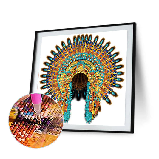 Native American War Hat - Special Shaped Drill Diamond Painting 30*30CM