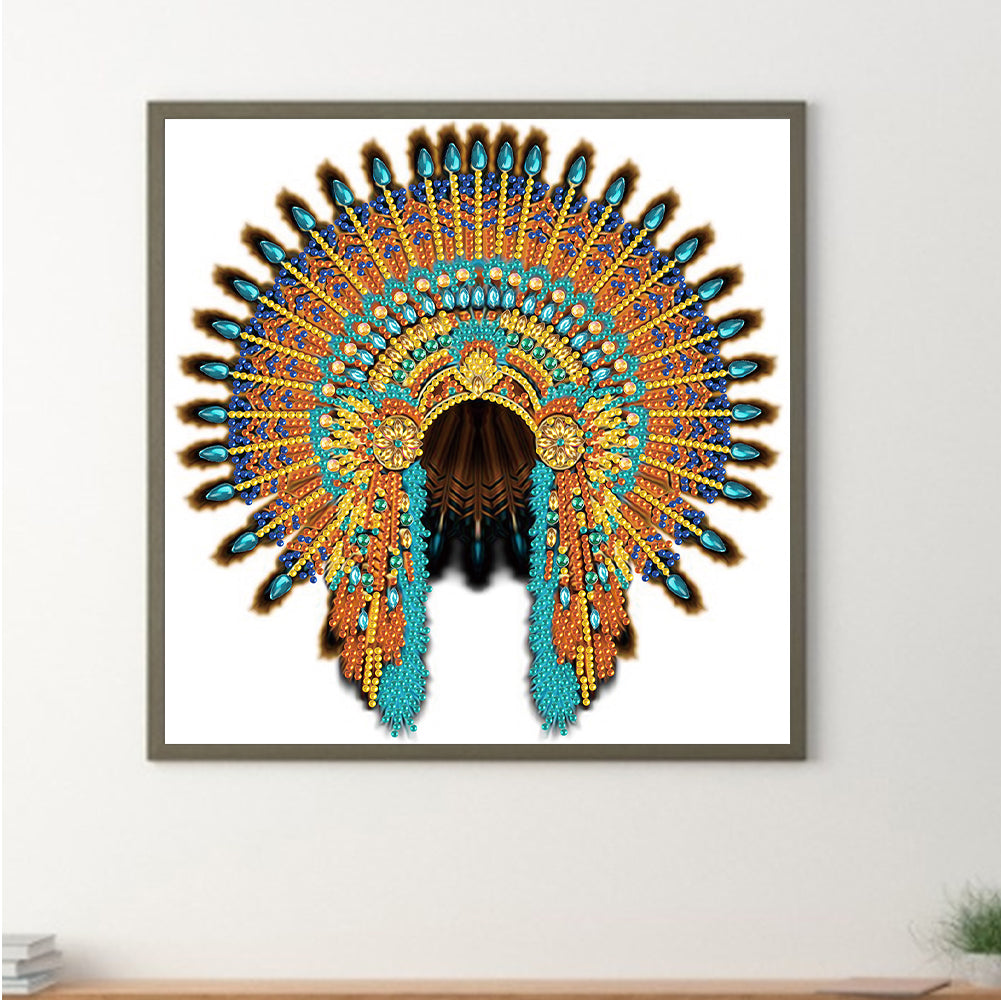 Native American War Hat - Special Shaped Drill Diamond Painting 30*30CM