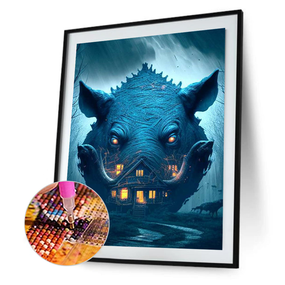 Animal Haunted House - Pig - Full Square Drill Diamond Painting 30*40CM